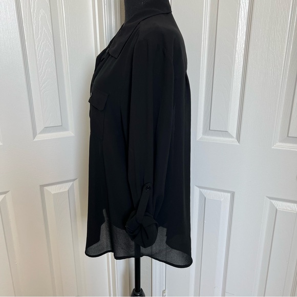 💋 Black Sheer Active USA Buttons Front & Back Blouse Top Size 3X - Picture 6 of 9